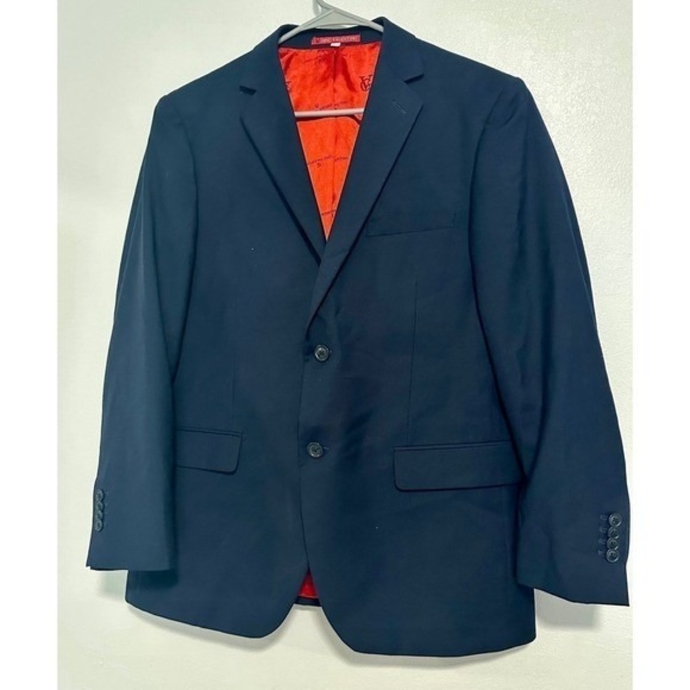 Gino Valentino Men's Navy Blue Suit Jacket Blazer Extra Fine High Twist Hand 38S